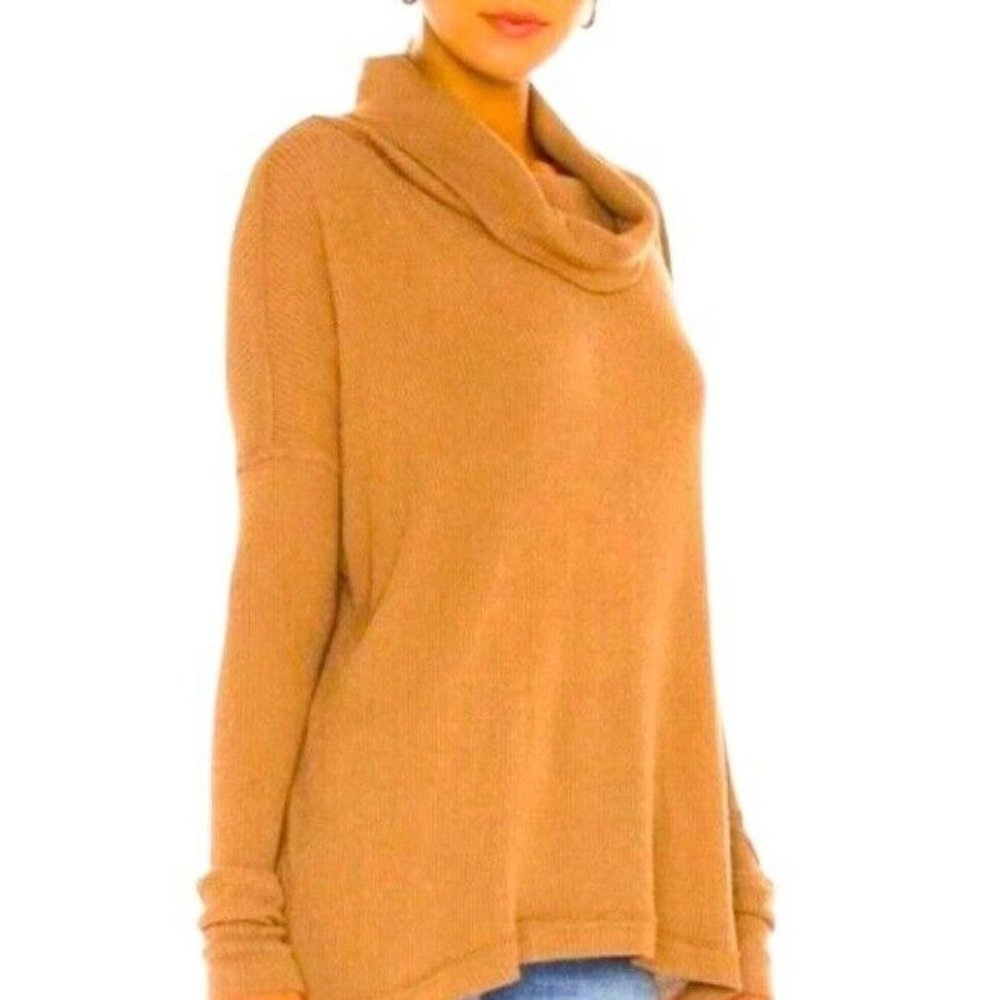 NWT Free People Juicy L/S Sweater XS S M Cowl Neck Draped Tunic Top Split Back - Picture 3 of 15